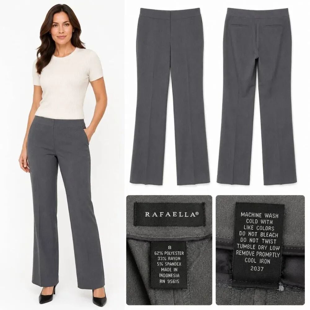 Rafaella Women’s Gray Dress Pants Size 8 Stretch Career Slacks Bootcut